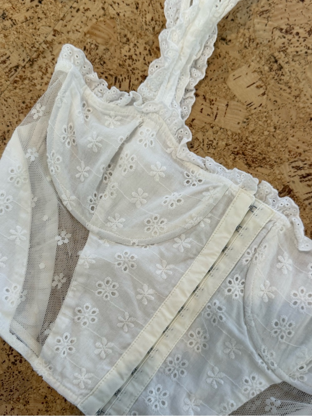 Current Mood White Eyelet Lace Bustier
